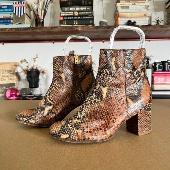 Zadig & Voltaire Glimmer Wilk Embossed Snake Heeled Boots